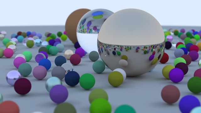 Many ray traced spheres with different materials