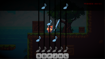 Rhythm minigame screenshot.